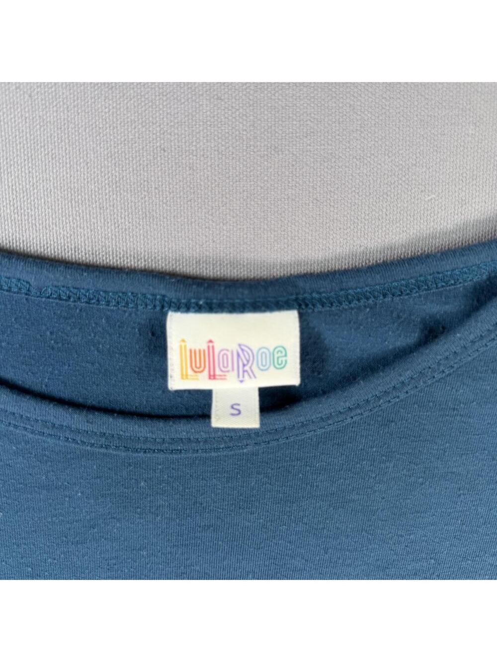 LuLaRoe Classic T Shirt Teal Blue Hi Lo Hem Short Sleeve Womens S - Picture 3 of 6